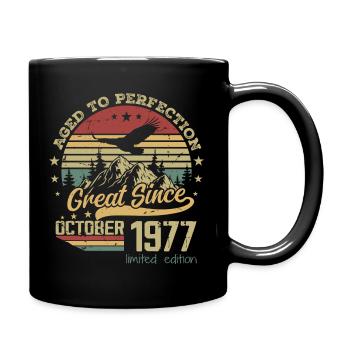 47 years old Aged to Perfection born: October 1977 - Full Colour Mug - black - Right