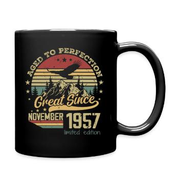 67 years old Aged to Perfection born: November 1957 - Full Colour Mug - black - Right