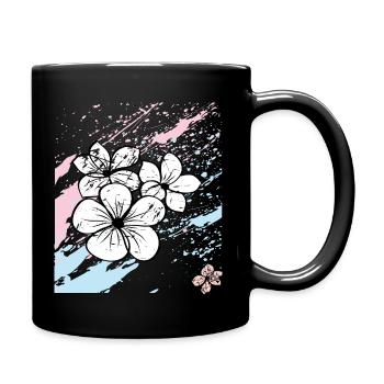 Blüten, Flowers - Tasse einfarbig - Schwarz - Rechts