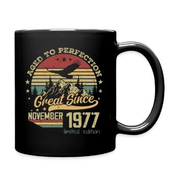 47 years old Aged to perfection born: November 1977 - Full Colour Mug - black - Right