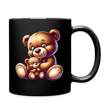 Maman ours mignonne avec bébé - Mug uni - noir - Droite