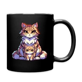 Famille de chats mignons avec maman et chaton – - Mug uni - noir - Droite