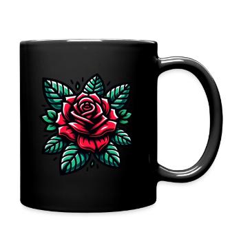 Tattoo Rose - Tasse einfarbig - Schwarz - Rechts