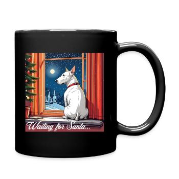 Hund wartet auf den Weihnachtsmann - Tasse einfarbig - Schwarz - Rechts