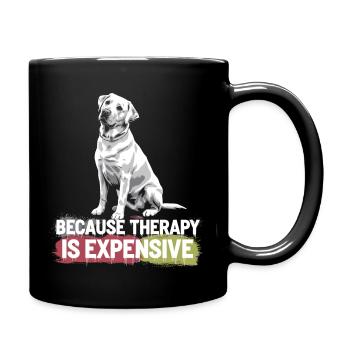 Hunde als beste Therapeuten - Tasse einfarbig - Schwarz - Rechts