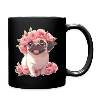 Mops - Tasse einfarbig - Schwarz - Rechts