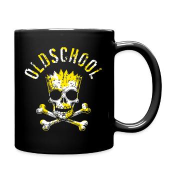 Oldschool Skull mit Krone - Tasse einfarbig - Schwarz - Rechts