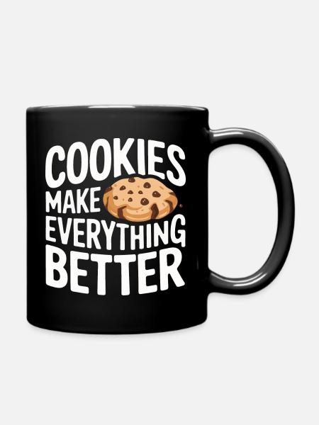 Cookies Cookie Keks Kekse Schokolade - Tasse einfarbig - Schwarz