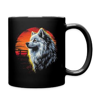 Samojede Hund Retro - Tasse einfarbig - Schwarz - Rechts
