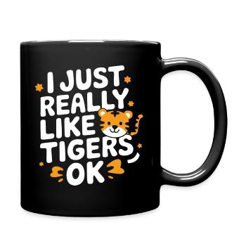 Tiger Tier Zoo Wildtier - Tasse einfarbig - Schwarz - Rechts