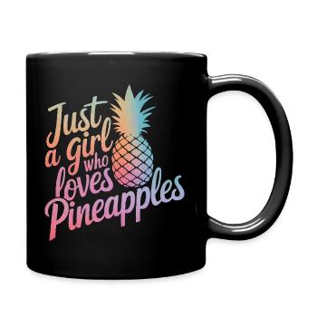 Ananas tropische hawaiianische Frucht - Tasse einfarbig - Schwarz - Rechts