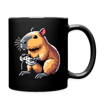 Pixel Art Video Games Gamer Capybara - Full Colour Mug - black - Right