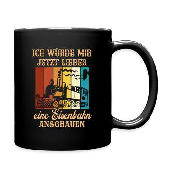 Eisenbahn Fan T-Shirt mit lustigem Spruch - Tasse einfarbig - Schwarz - Rechts