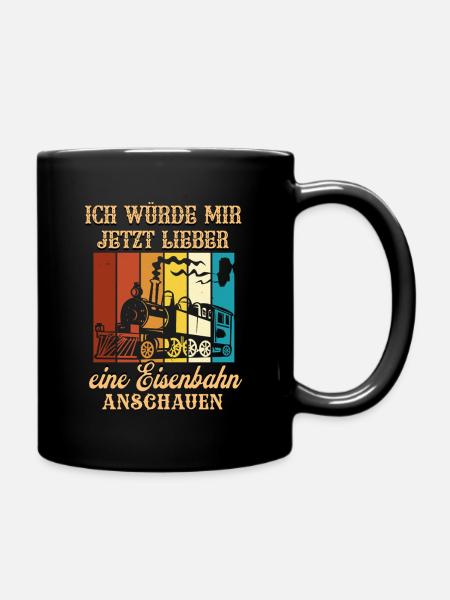 Eisenbahn Fan T-Shirt mit lustigem Spruch - Tasse einfarbig - Schwarz