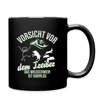 Lustiges Treiber T-Shirt für die Helfer der Jäger - Tasse einfarbig - Schwarz - Rechts