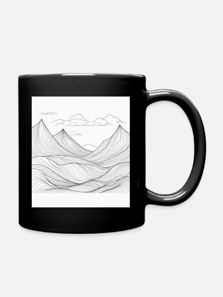 Mountain landscape in line style - Full Colour Mug - black