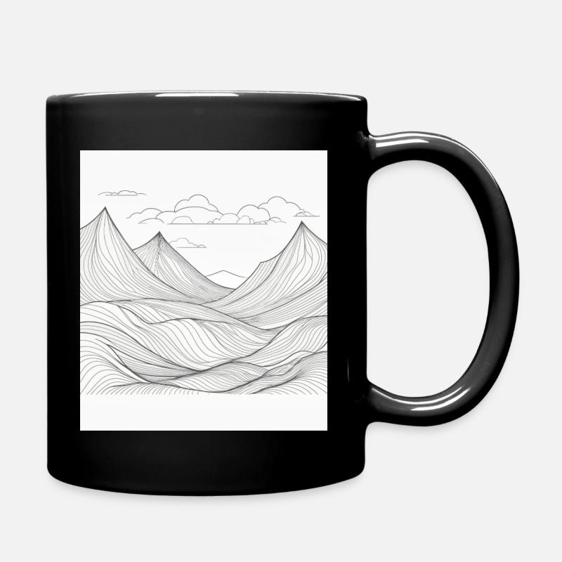 Mountain landscape in line style - Full Colour Mug - black