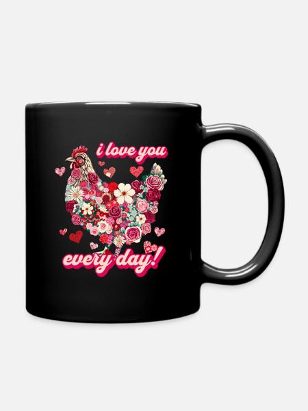 Cute Chicken Gift - Full Colour Mug - black