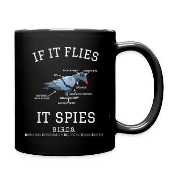 Spying Bird for Dark Shirts - Full Colour Mug - black - Right