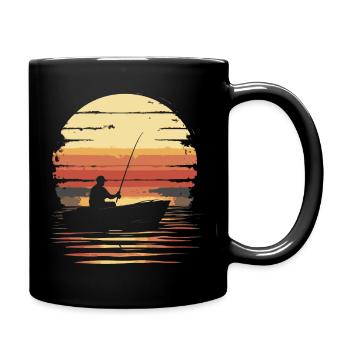 Fishing Boat Fishing Vintage Sunset - Full Colour Mug - black - Right