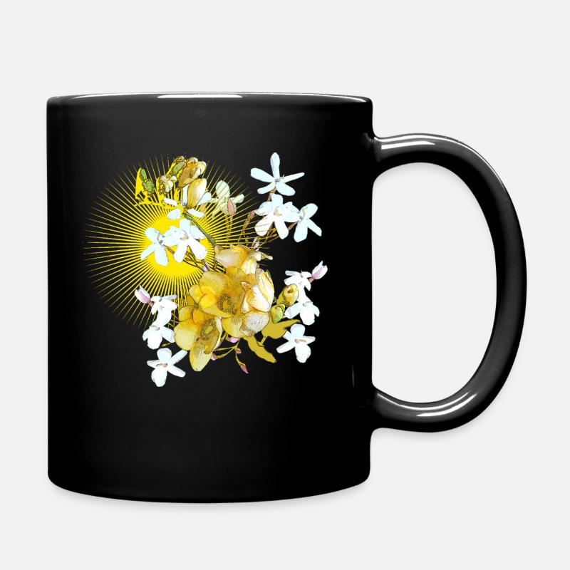 Gelbe Frühlingsblumen im Frühling als Muster - Tasse einfarbig - Schwarz