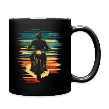 Motorcycle motorcyclist classic vintage - Full Colour Mug - black - Right