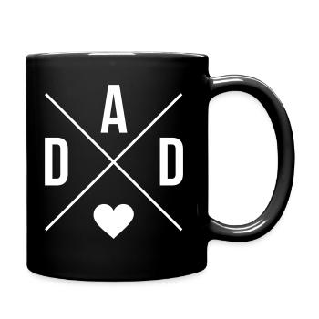 Dad mit Herz Papa Vatertag - Tasse einfarbig - Schwarz - Rechts