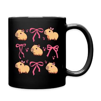 Süßes Capybara Rosa Schleife Capybara - Tasse einfarbig - Schwarz - Rechts