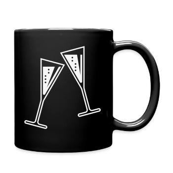 2 Glasses Of Sparkling Wine (Funnel / Closed / W) - Full Colour Mug - black - Right