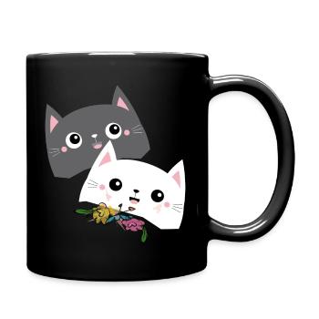 Cat black white - Full Colour Mug - black - Right