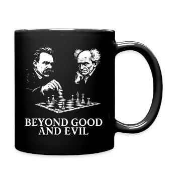 Funny design of Nietzsche plays chess with Schopen - Full Colour Mug - black - Right