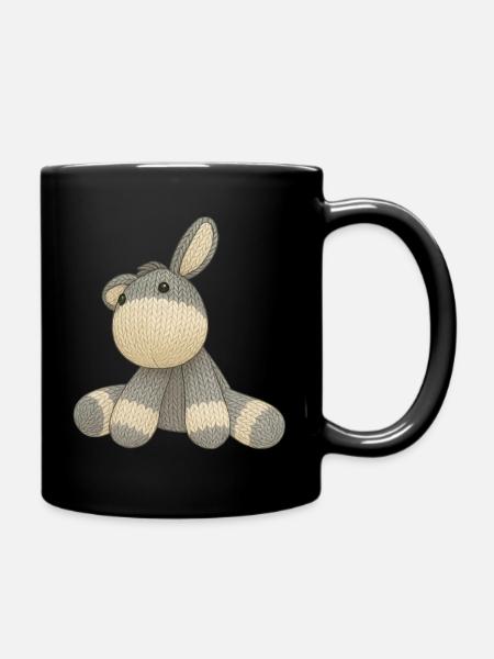 Strick Esel Emil - Tasse einfarbig - Schwarz