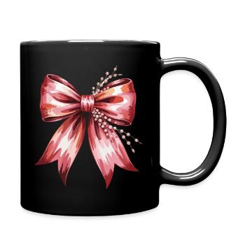 Elegant bow with pearls & twigs - Full Colour Mug - black - Right