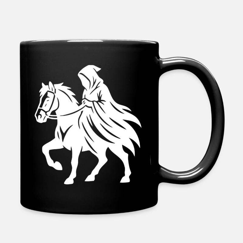Silhouette majestueuse de cheval et de guerrier - Mug uni - noir