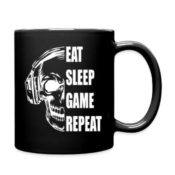 Skull with Headphones Gaming Quote - Full Colour Mug - black - Right