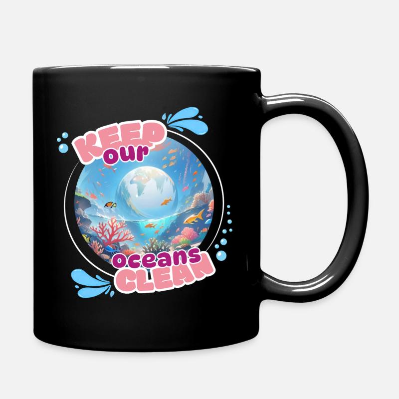 Halten Sie den Ozean sauber - Tasse einfarbig - Schwarz
