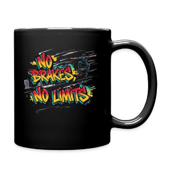 No Brakes, No Limits – Skateboard Street Art - Full Colour Mug - black - Right