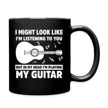 J’ai peut-être l’air de t’écouter jeu de mots sur la guitare - Mug uni - noir - Droite