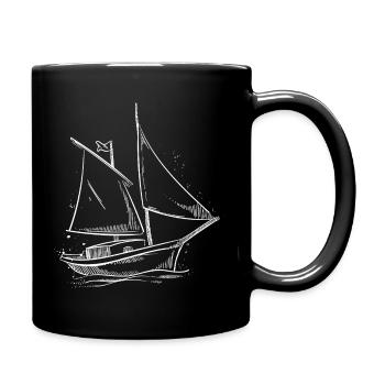 Sailing Adventures in the Silhouette: Elegant Sailors - Full Colour Mug - black - Right