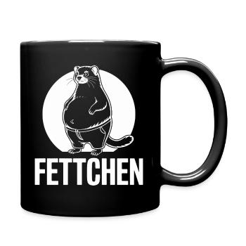 Lustiges Frettchen Essen Bierbauch Fettchen - Tasse einfarbig - Schwarz - Rechts
