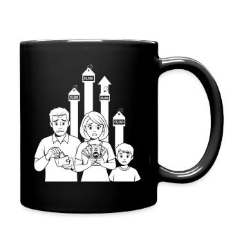 Die Sorgen der Familie - Tasse einfarbig - Schwarz - Rechts