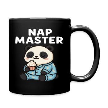 Cute panda bear in pajamas with cupcake - Full Colour Mug - black - Right