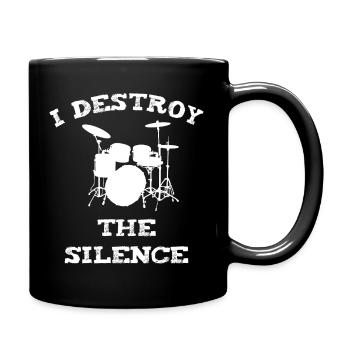 Rockiger Drummer mit Aussage - Tasse einfarbig - Schwarz - Rechts
