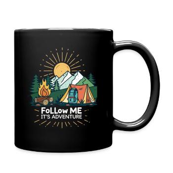 Aventure en plein air avec campeur et montagne - Mug uni - noir - Droite