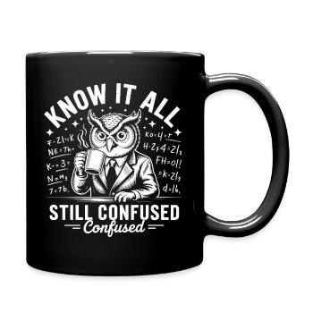 Know It All Owl Still Confused - Full Colour Mug - black - Right