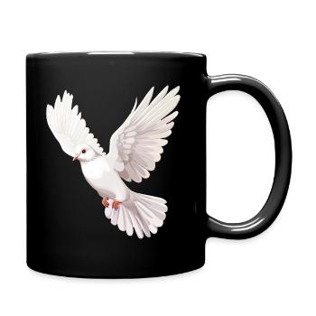 White Dove in Flight Illustration - Full Colour Mug - black - Right