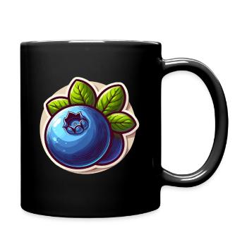 Bleuets Lumineux et Feuilles Vertes - Mug uni - noir - Droite