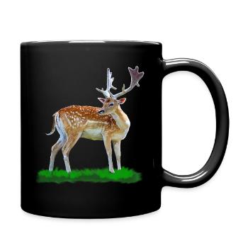 Forest deer watercolor style - Full Colour Mug - black - Right