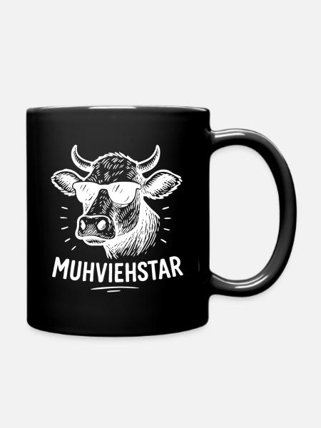 Kuh Humor Shirt – Muhviehstar Design - Tasse einfarbig - Schwarz