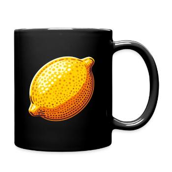 Leuchtend gelbe Pop-Art-Zitrone - Tasse einfarbig - Schwarz - Rechts